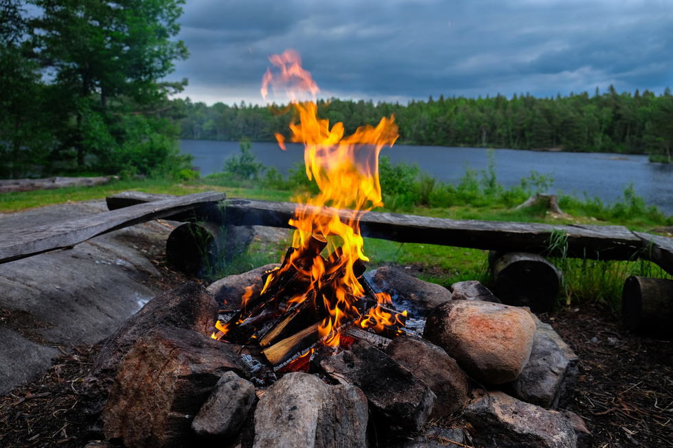 Burning Wood in the Campsite